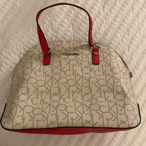 Calvin Klein brown/red trim oblong handbag